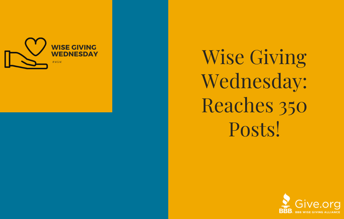 Wise Giving Wednesday: Reaches 350 Posts!